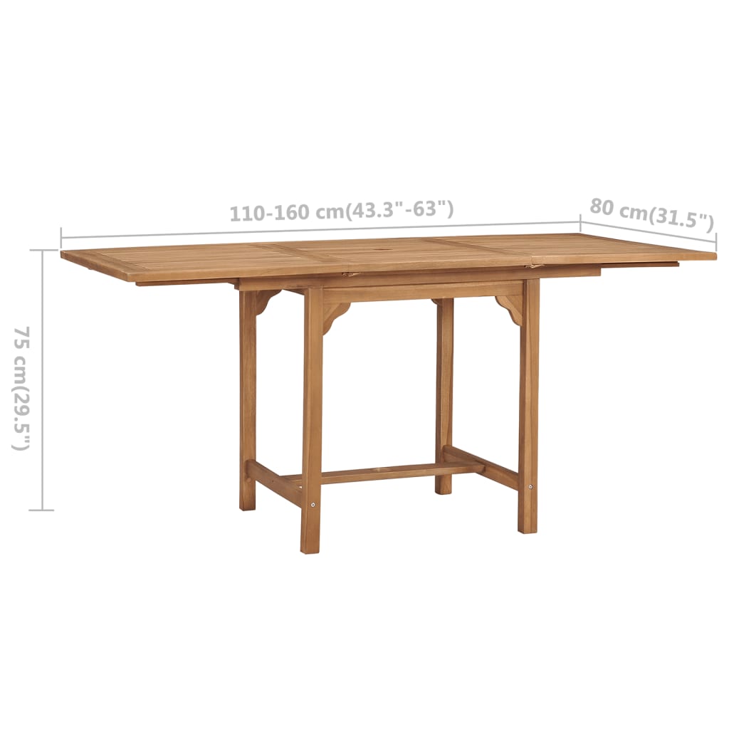 Ausziehbarer Gartentisch (110-160)×80×75 cm Massivholz Teak